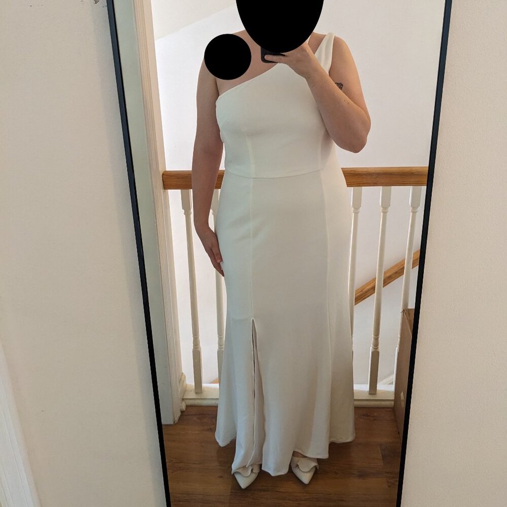 David's Bridal One Shoulder Wedding Dress